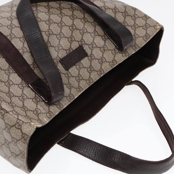 GUCCI GG Supreme Tote Bag PVC Leather Beige Brown Auth mr434 - Picture 6 of 16